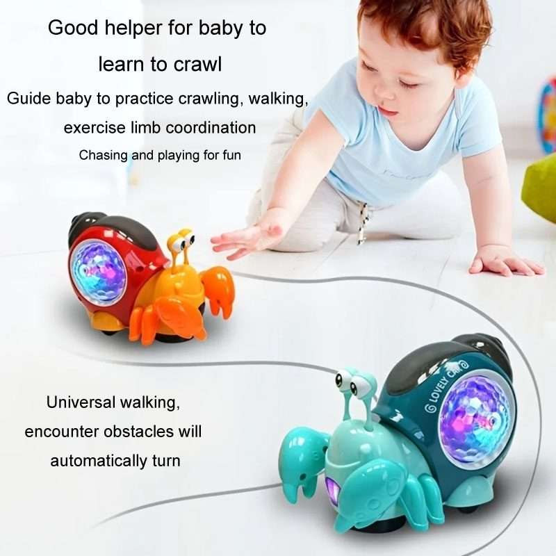 Crawling Hermit Crab Educational Electrical Toys Universal Music Light Projection Car ... (Orange)