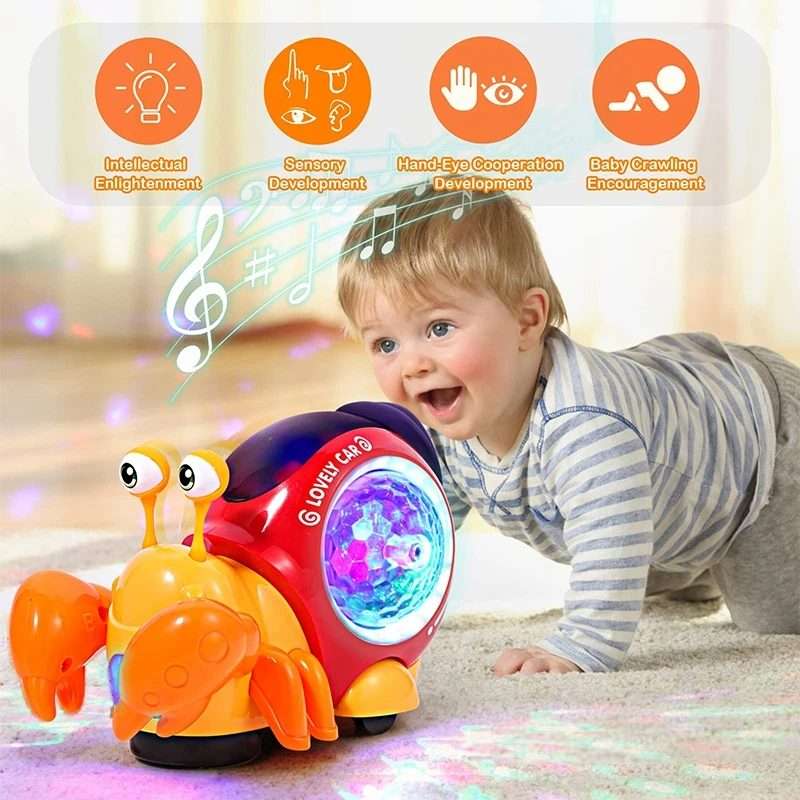 Crawling Hermit Crab Educational Electrical Toys Universal Music Light Projection Car ... (Orange)