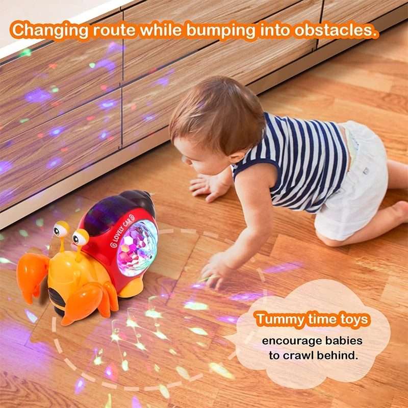 Crawling Hermit Crab Educational Electrical Toys Universal Music Light Projection Car ... (Orange)