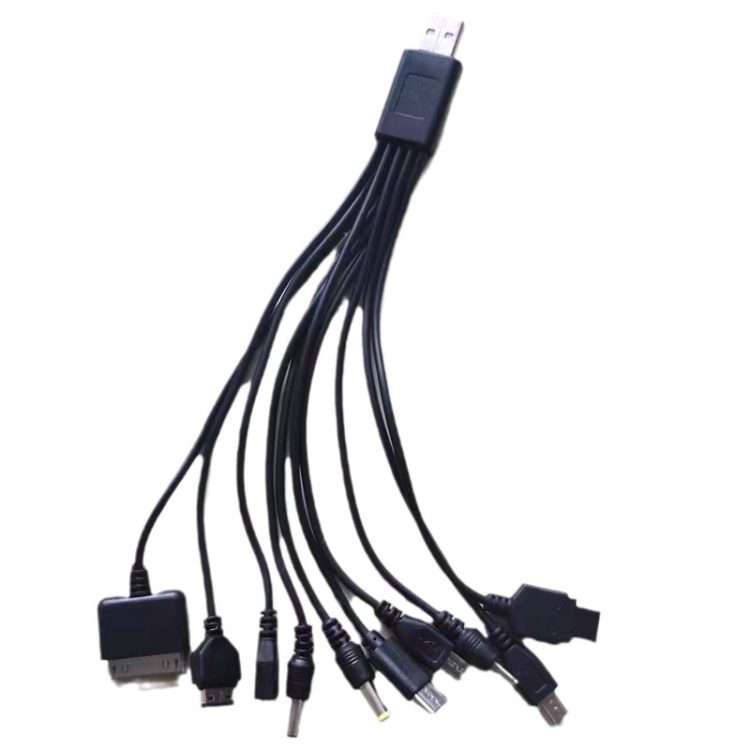 10 In 1 Multifunction USB Charging Cable For IPhone / PSP / Camera / Nokia / HTC / LG ... (Black)