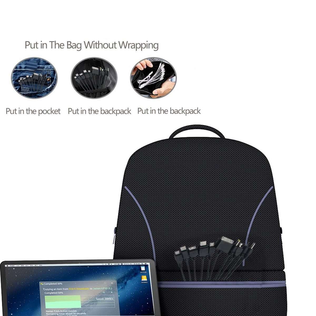 10 In 1 Multifunction USB Charging Cable For IPhone / PSP / Camera / Nokia / HTC / LG ... (Black)