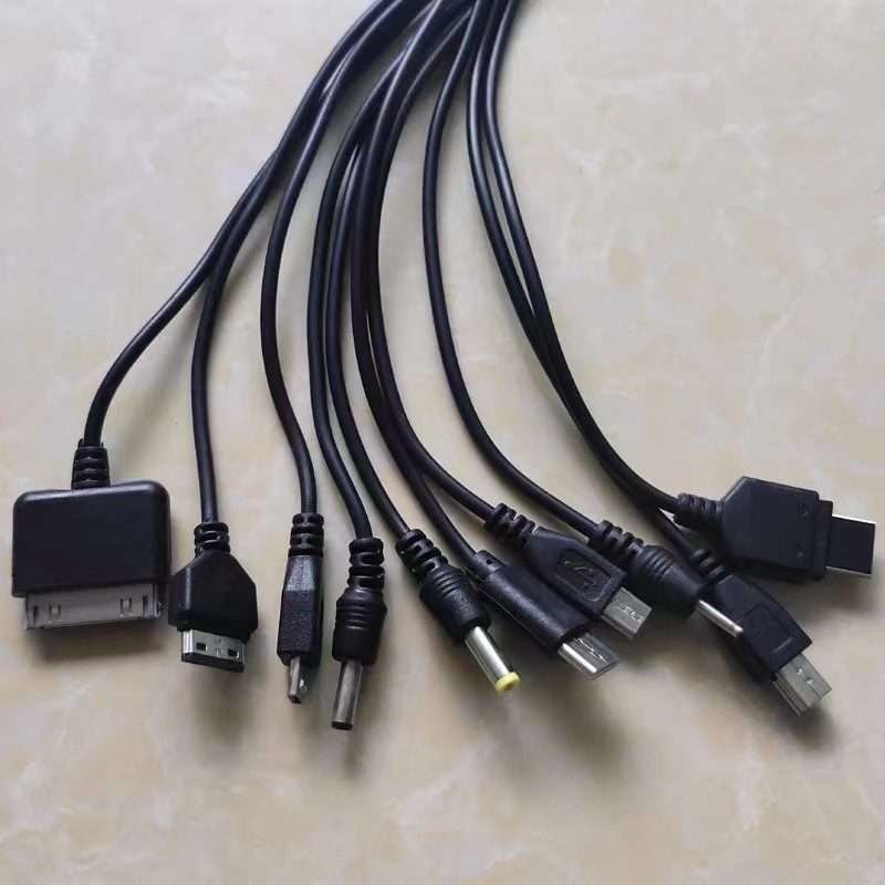 10 In 1 Multifunction USB Charging Cable For IPhone / PSP / Camera / Nokia / HTC / LG ... (Black)