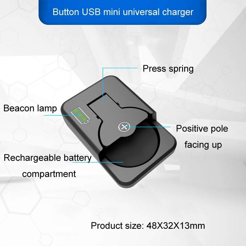 4.2V LIR2032/2450 Button Battery Universal Charger(Black With Cable)