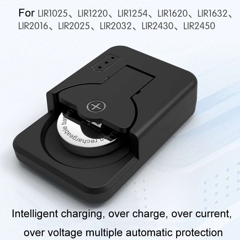 4.2V LIR2032/2450 Button Battery Universal Charger(Black With Cable)