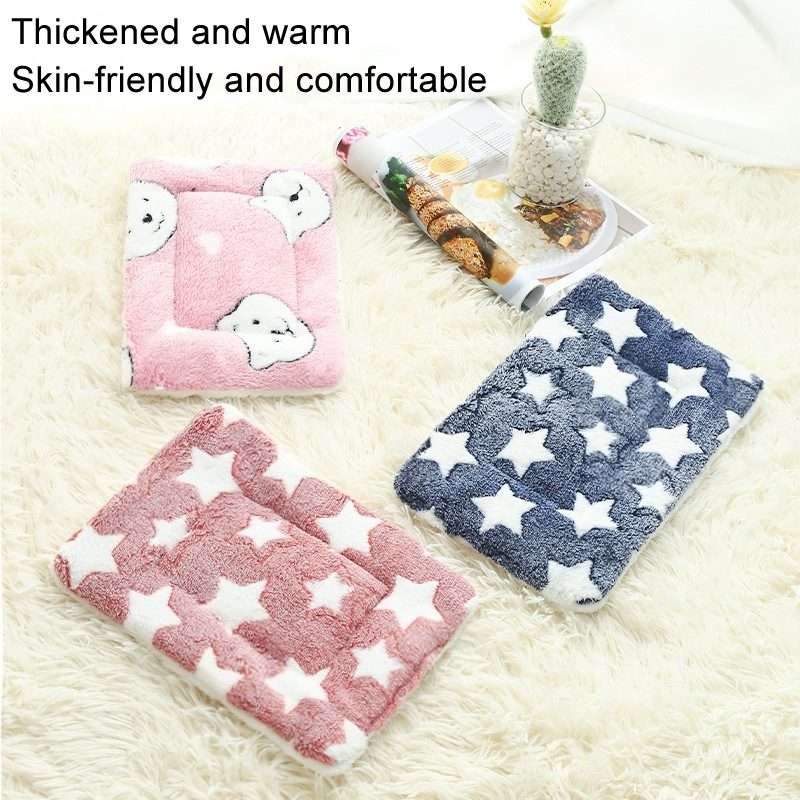 32x25cm Thickened Pet Cushion Cat Dog Blanket Pet Bed(Pink Stars)