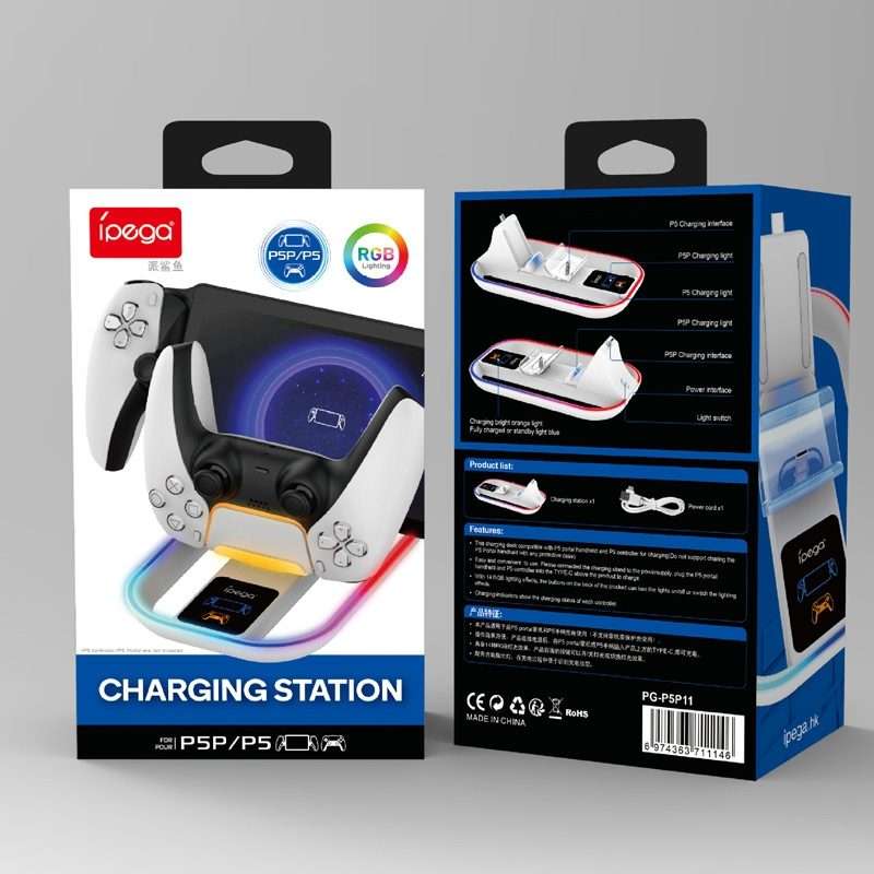 For SONY PlayStation Portal iPega Controller & Game Console Charger with RGB Light