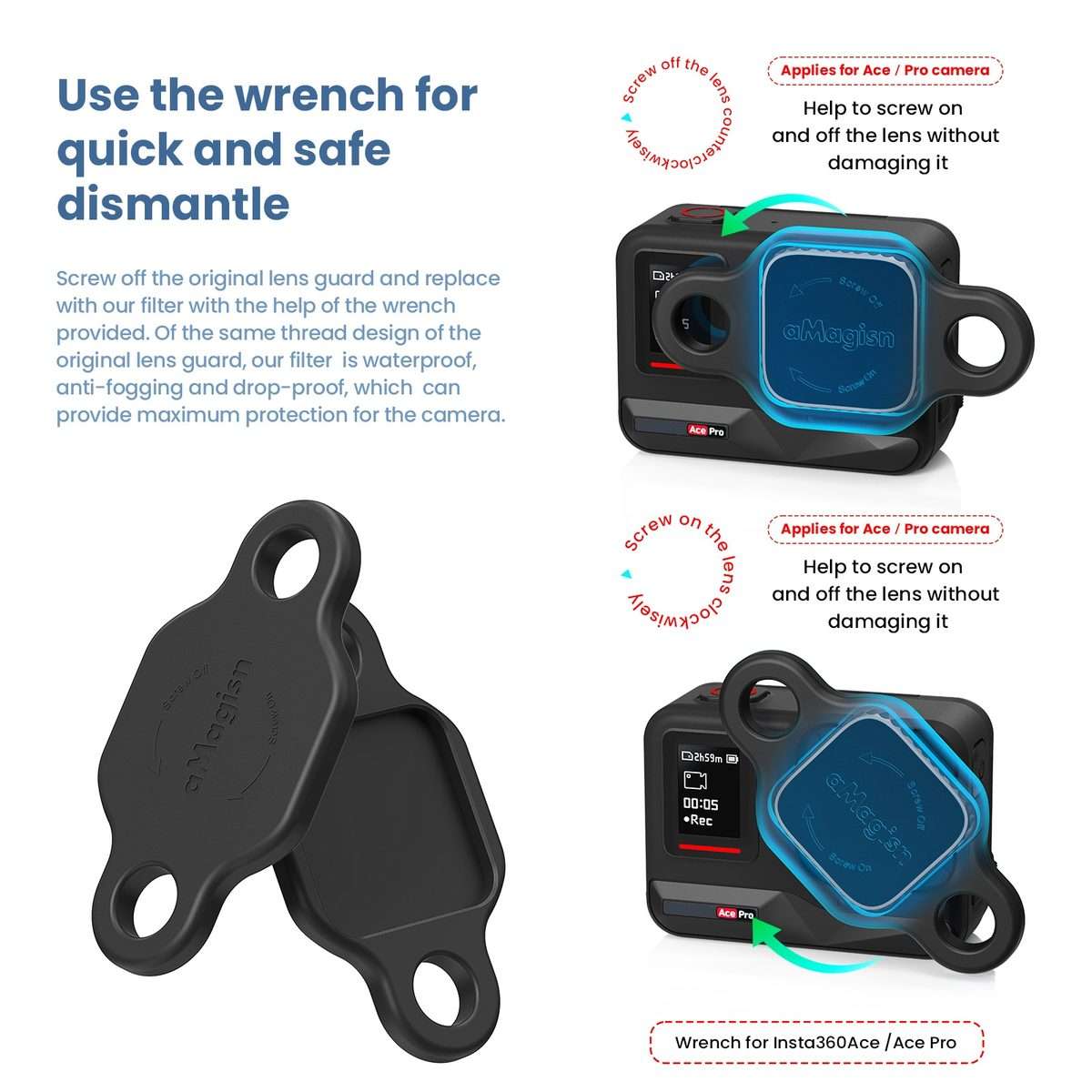 For Insta360 Ace Pro CPL aMagisn Waterproof Filter Protective Goggles Sports Camera Accessories