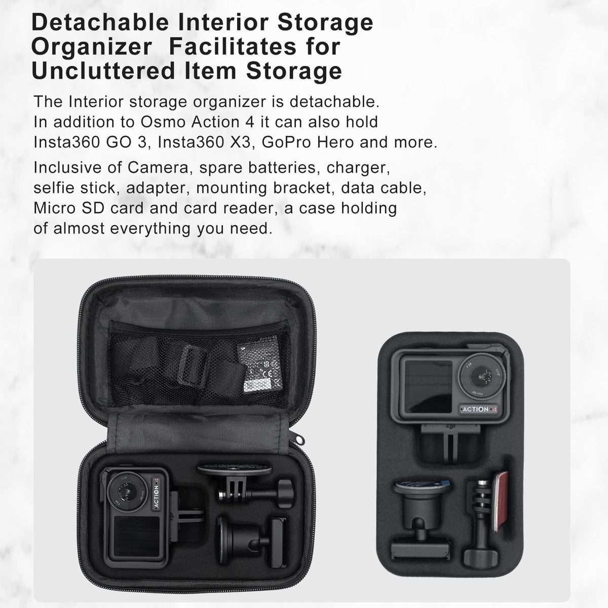 For DJI Osmo Action 4 / 3 aMagisn Small Organizer Bag Sports Camera Protective A ... (Pearl White)
