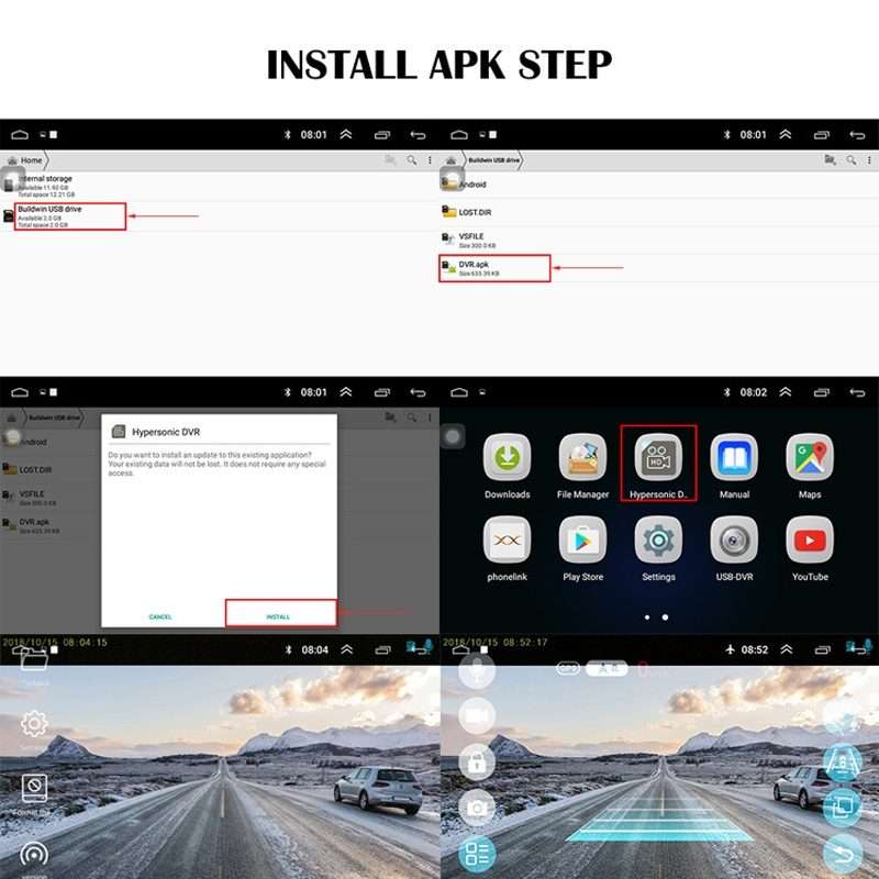 720P High Definition Android Navigation Car Recorder USB Connection ADAS Driving Alert System Logg