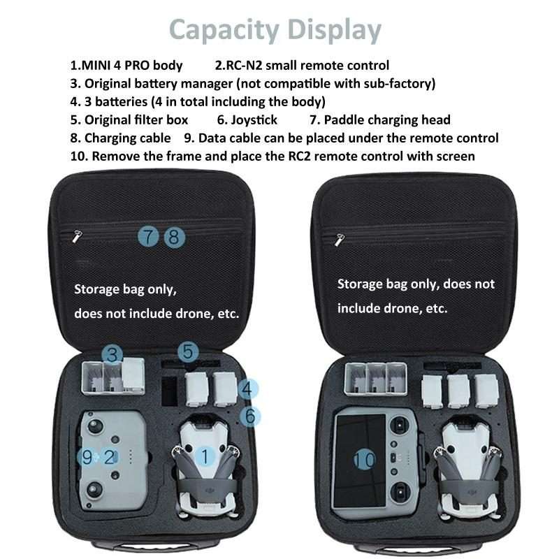 For DJI Mini 4 Pro Drone Storage Bag Box Shoulder Bag Suitcase(Black)