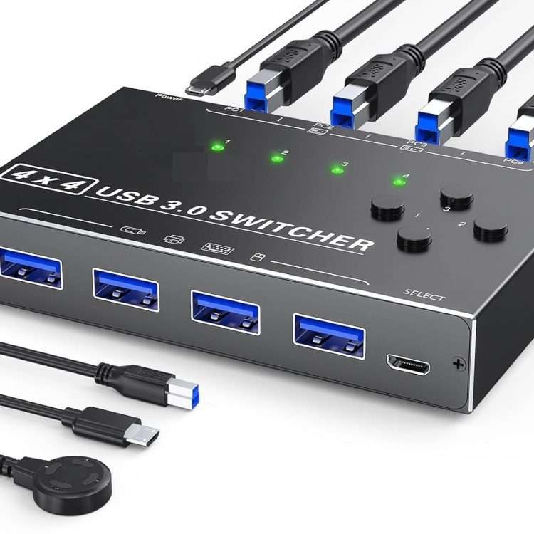 KC-KM434B USB3.0 4 Port USB Shared Device 4 Port Printer Sharing Device Keyboard Mouse Switch