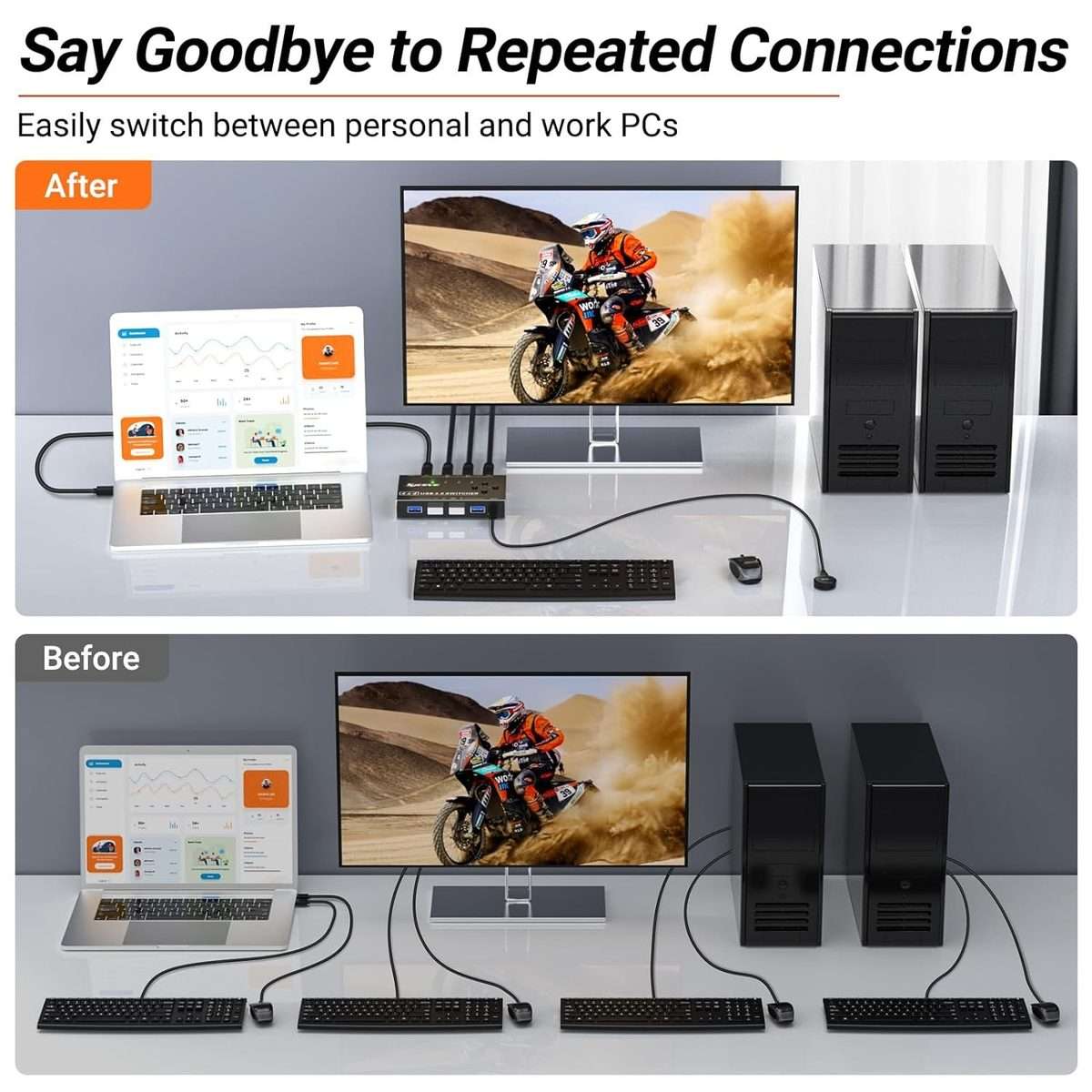 KC-KM434B USB3.0 4 Port USB Shared Device 4 Port Printer Sharing Device Keyboard Mouse Switch