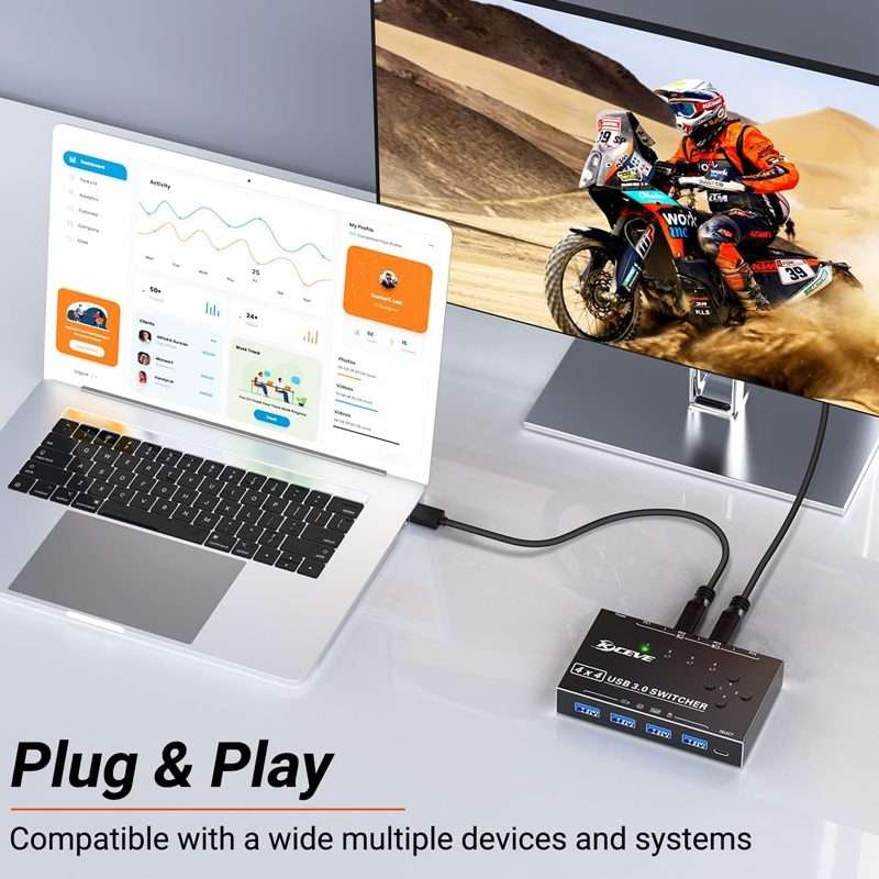 KC-KM434B USB3.0 4 Port USB Shared Device 4 Port Printer Sharing Device Keyboard Mouse Switch