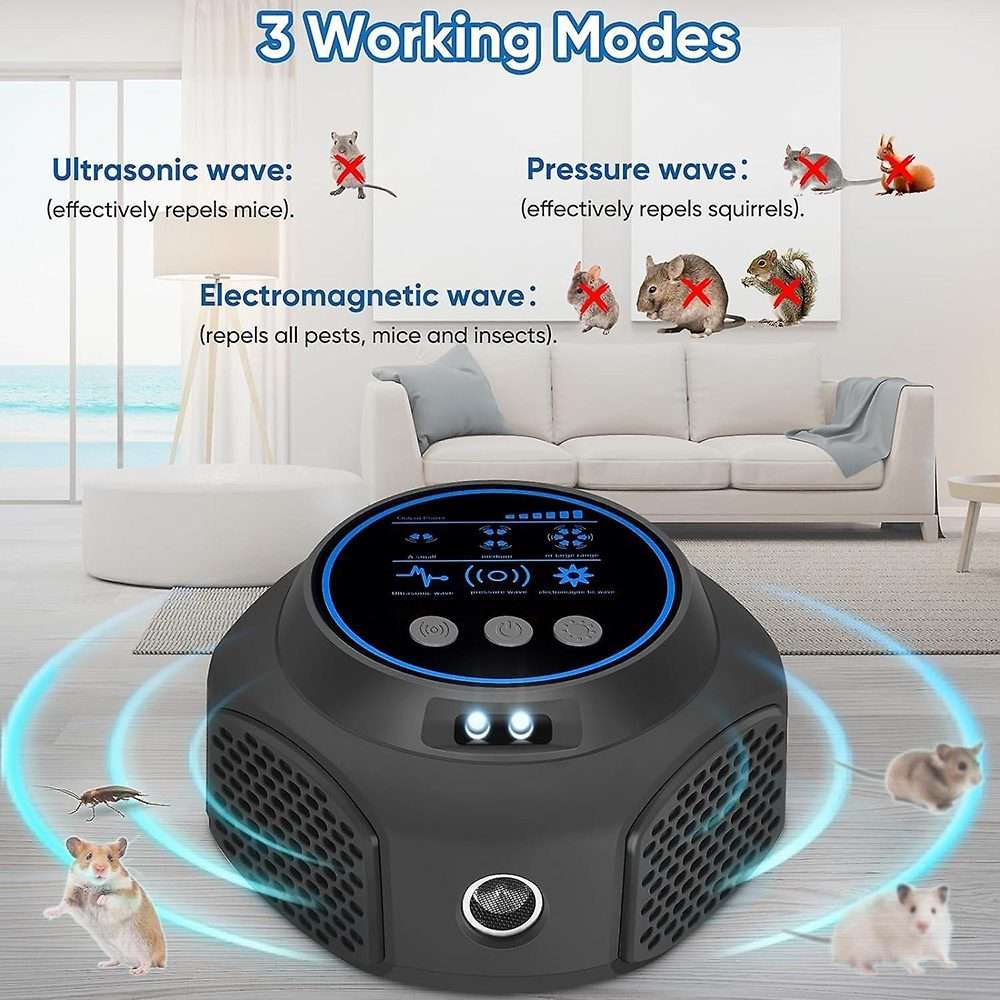219 Intelligent Ultrasonic Multi-dimensional Frequency Conversion Home Indoor Mouse Re ... (Black)