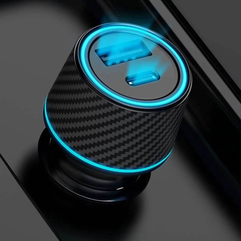 QIAKEY Dual Fast Charging Charger One To Two Cigarette Lighter, Size: TH215 43W(Black)