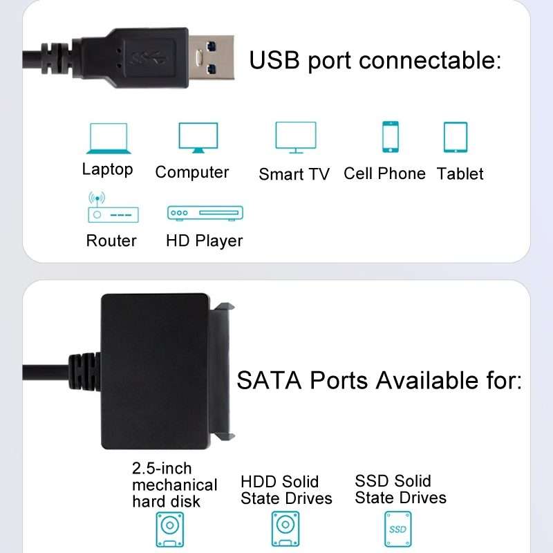 SATA To USB3.0 Easy Drive Cable 2.5 Inch SSD Solid State Drive Universal Connection Cable Converte