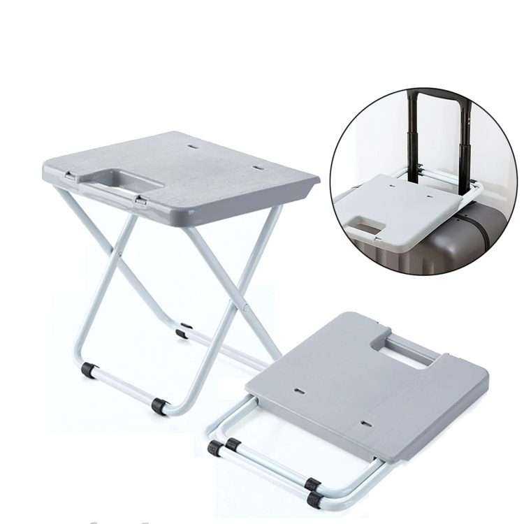 Portable Folding Stool Iron Frame Legs Lightweight Collapsible Chair(Grey)