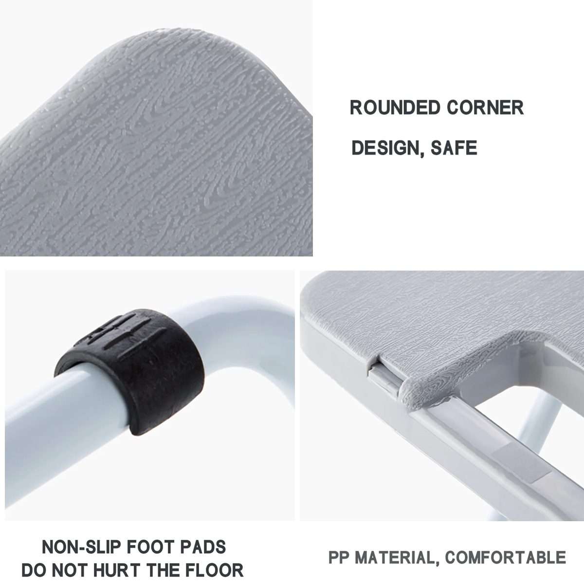 Portable Folding Stool Iron Frame Legs Lightweight Collapsible Chair(Grey)