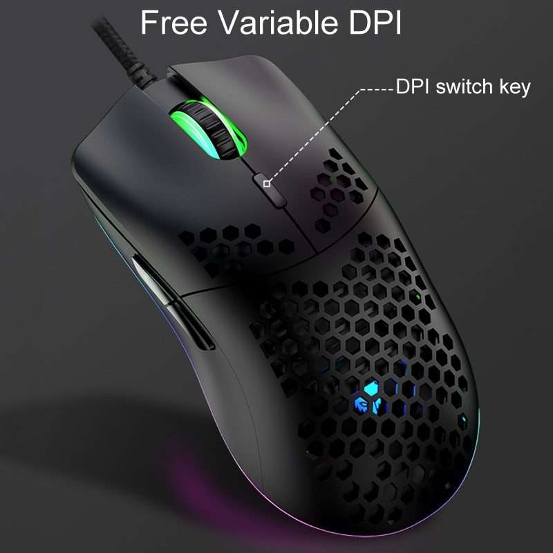 XUNSVFOX XYH90 Wired Hollow Hole Mouse RGB Illuminated Macro Programming Gaming Mouse(Black)