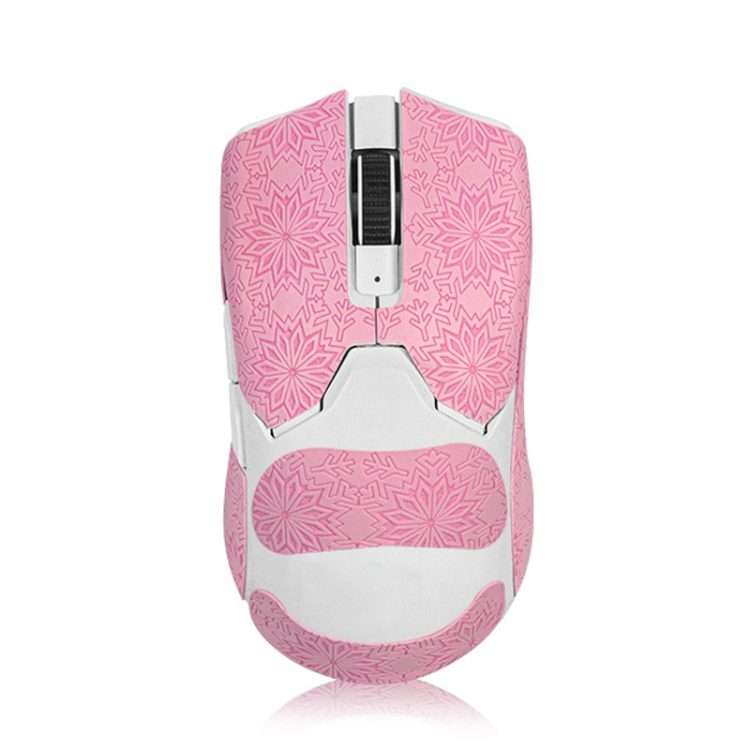 Snowflake Pattern Anti-slip Mouse Stickers For Razer Viper V2 Pro Pink Full Surround