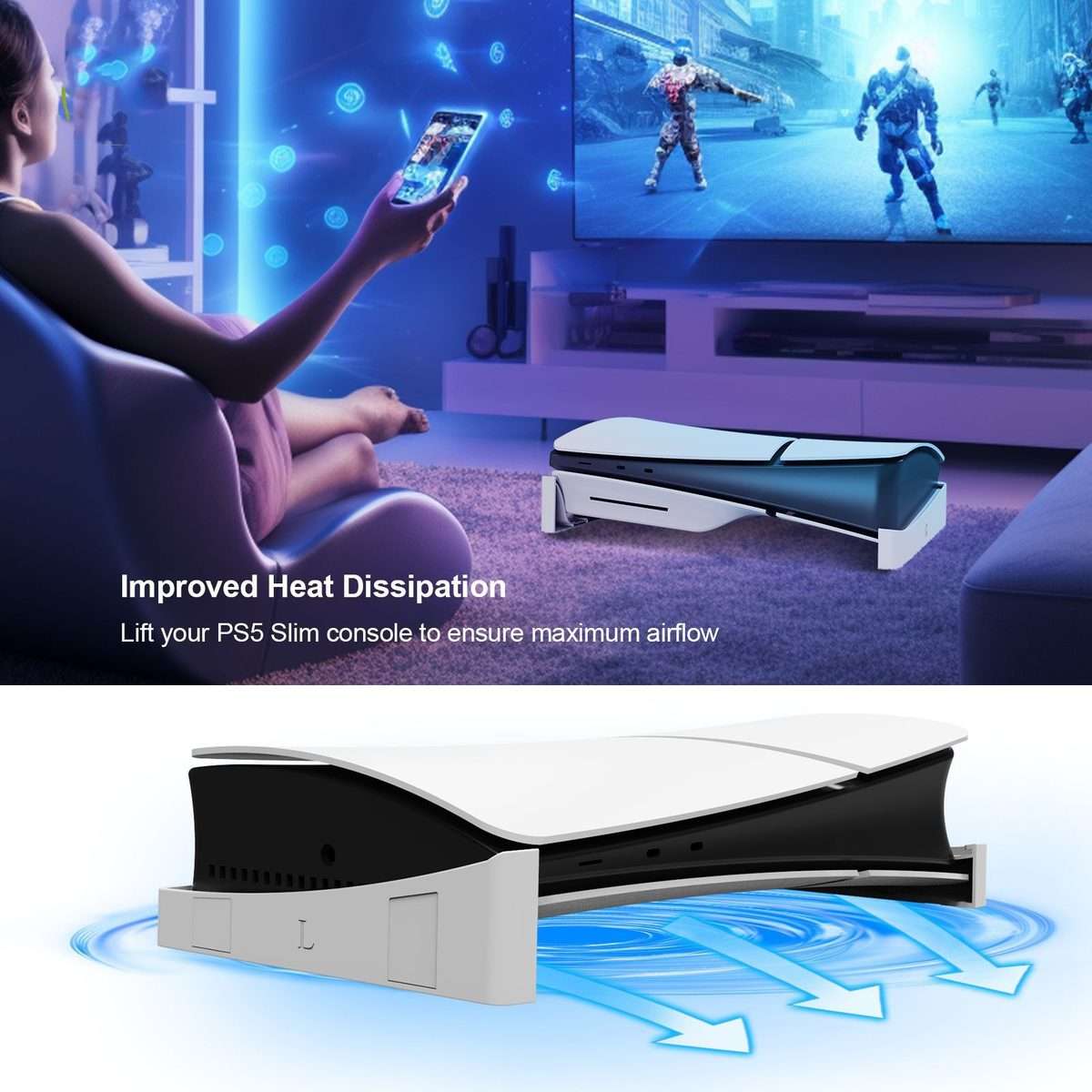 For PS5 Slim JYS-P5189 Console Horizontal Placement Stand Digital / Optical Drive Vers ... (Black)