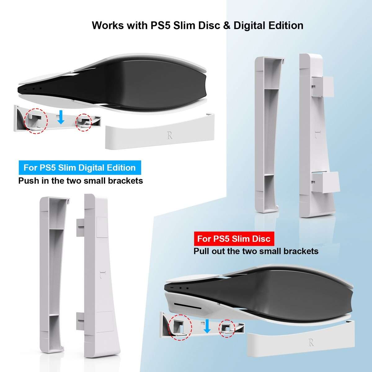 For PS5 Slim JYS-P5189 Console Horizontal Placement Stand Digital / Optical Drive Vers ... (White)