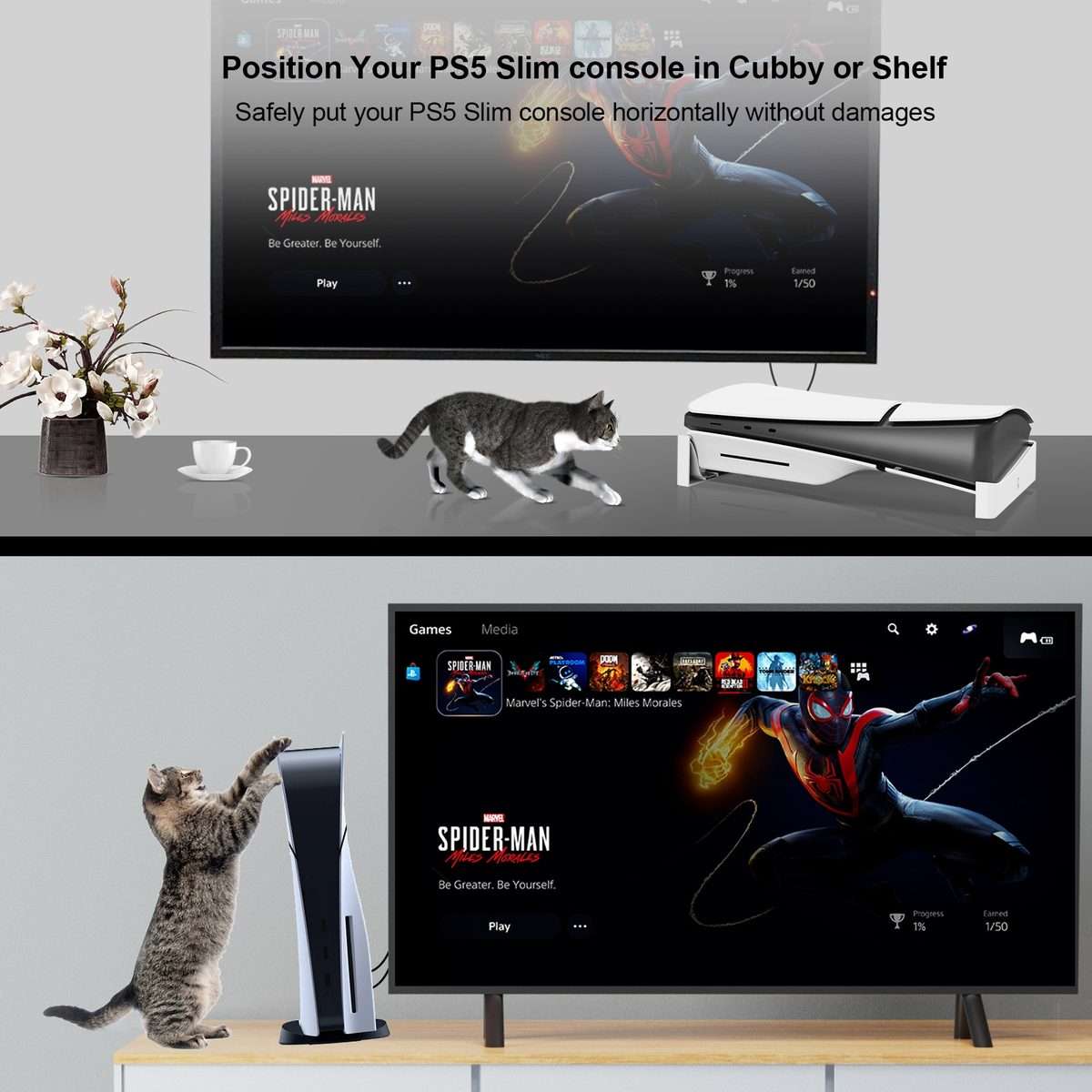For PS5 Slim JYS-P5189 Console Horizontal Placement Stand Digital / Optical Driv ... (Transparent)