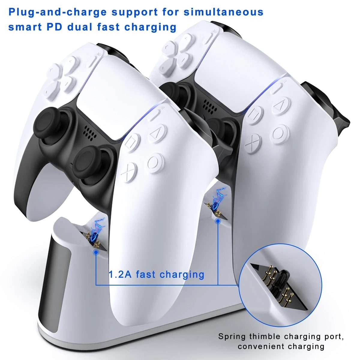 For PS5 Handle Charger Colorful Grip Double Fast Charging LED Lamp Seat Charger