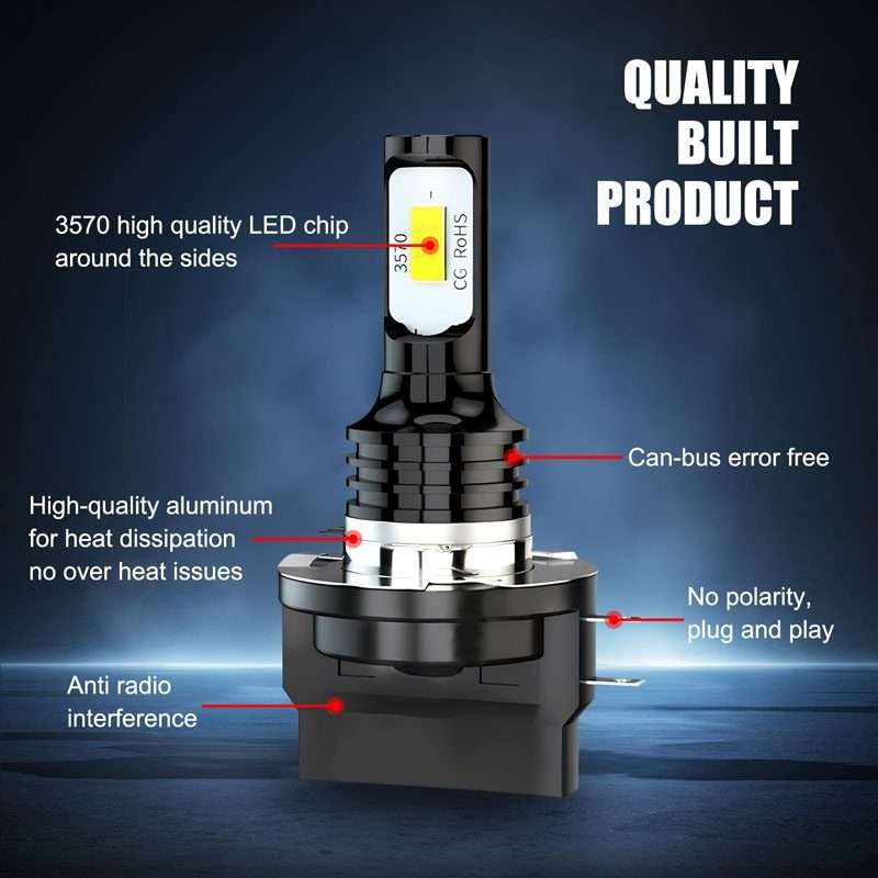 2pcs H11B 3570 2LED 80W Car Headlight Bulbs High Bright Fog Lights(Yellow)