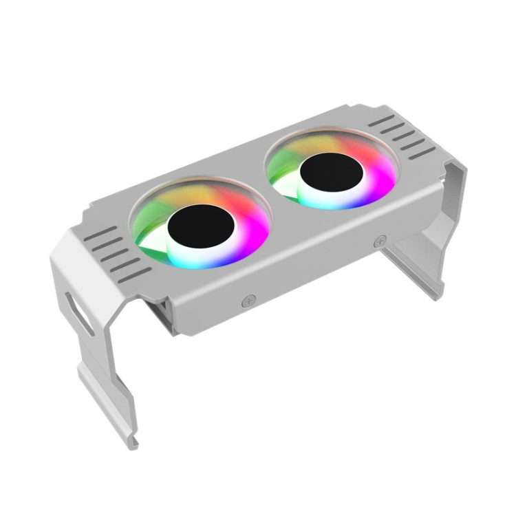 Desktop ARGB Memory Cooler PWM Temperature Control Dual Fan, For DDR / DDR2 / DDR3 / D ... (White)