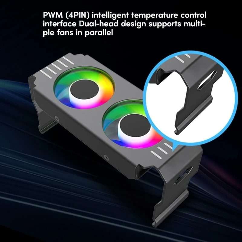 Desktop ARGB Memory Cooler PWM Temperature Control Dual Fan, For DDR / DDR2 / DDR3 / D ... (White)