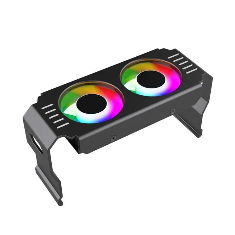 Desktop ARGB Memory Cooler PWM Temperature Control Dual Fan, For DDR / DDR2 / DDR3 / D ... (Black)