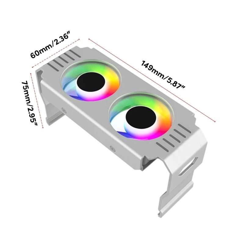Desktop ARGB Memory Cooler PWM Temperature Control Dual Fan, For DDR / DDR2 / DDR3 / D ... (Black)