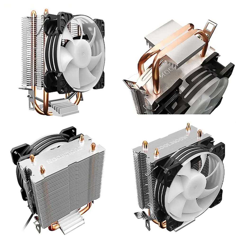 COOLMOON Frost Double Copper Tube CPU Fan Desktop PC Illumin ... P22 Magic Moon Edition Double Fan