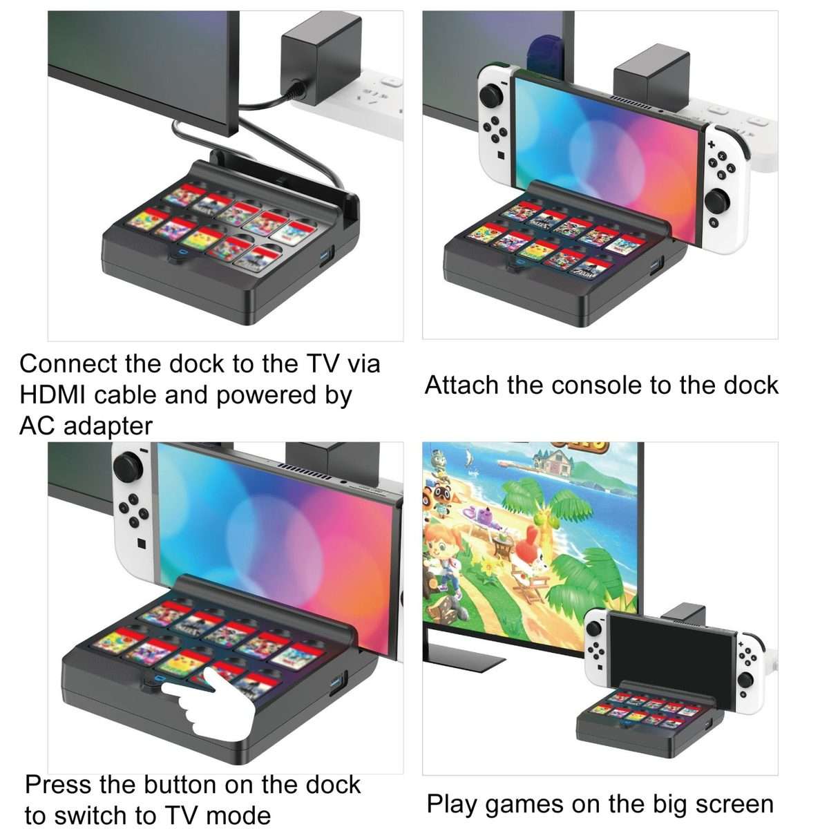 For Switch / Switch OLED Iplay NG-SW279 Cast Screen Charger Video Conversion Dock With ... (Black)