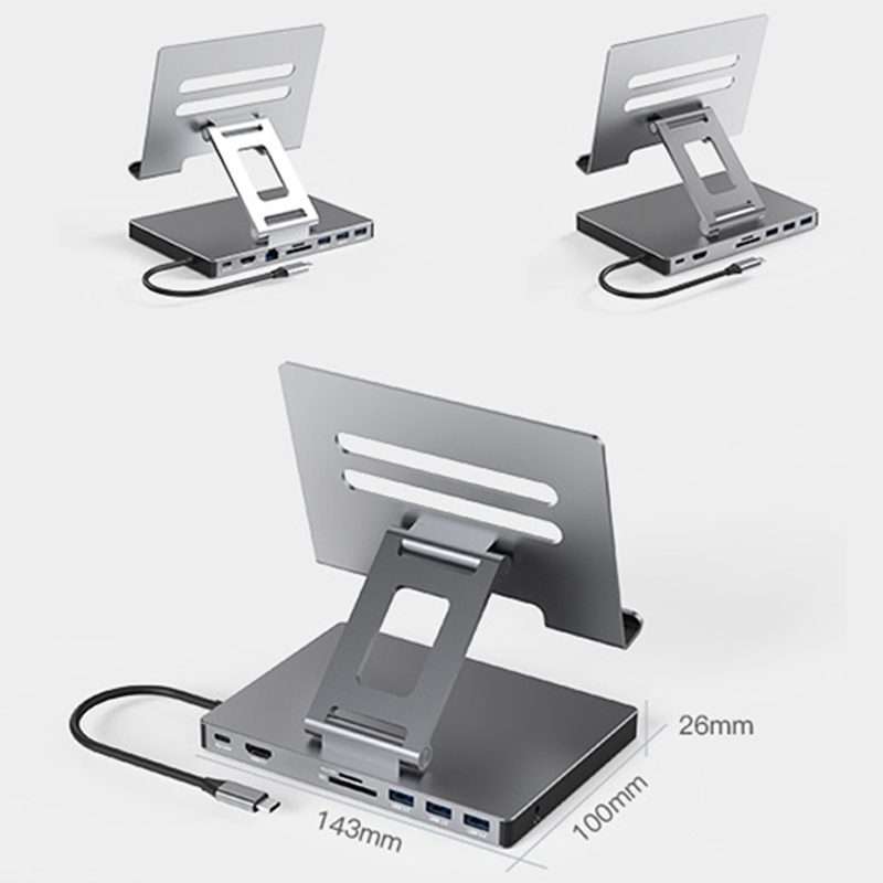 Blueendless 4K/60Hz Multifunctional Folding Tablet Type-C Docking Station Brac ... 8-in-1 Rotating