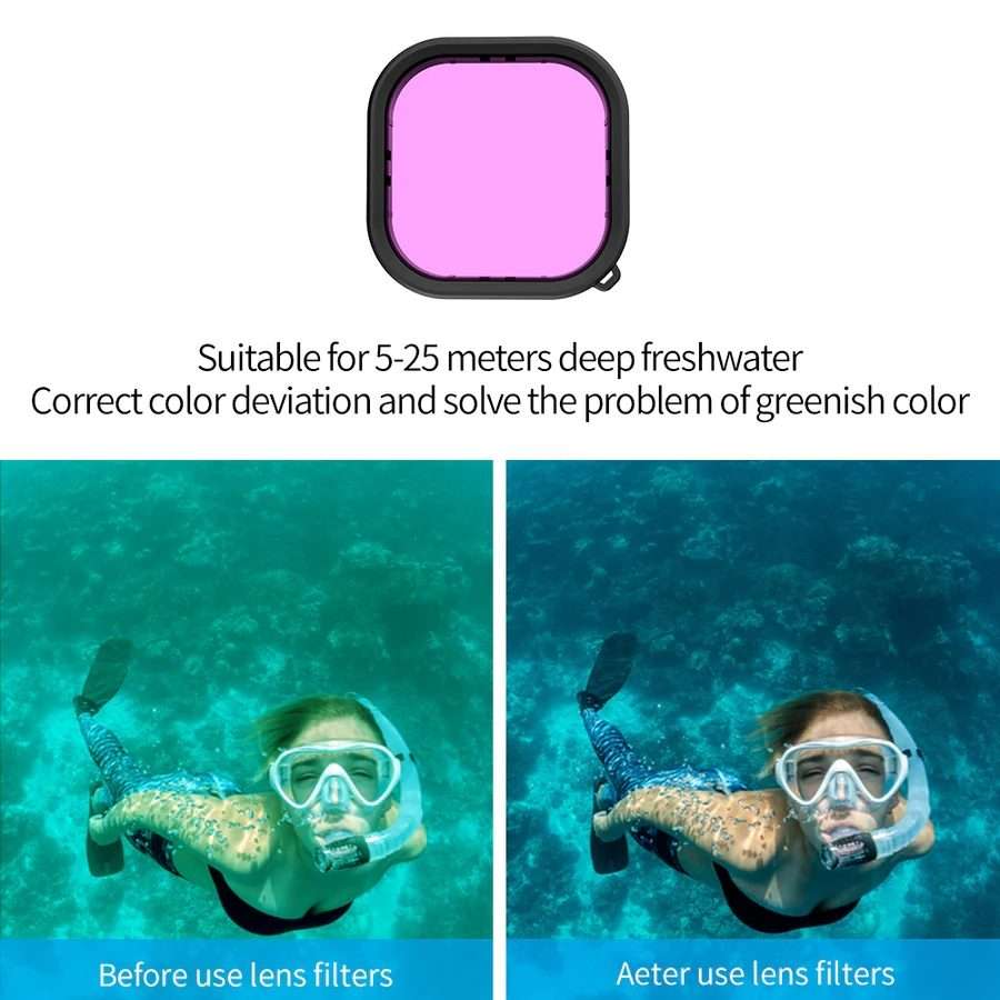 TELESIN GP-WTP-901 45m Diving Shell, For GoPro HERO12 Black / HERO11 Black ... Shell+Filter Set