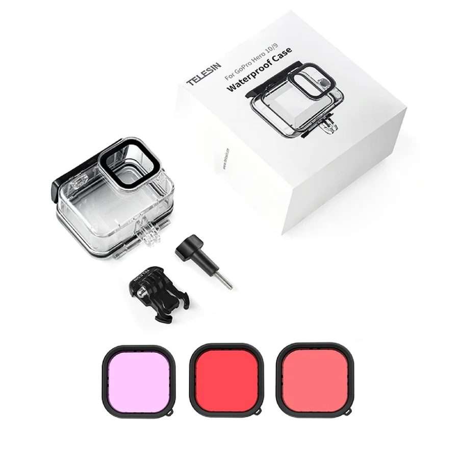TELESIN GP-WTP-901 45m Diving Shell, For GoPro HERO12 Black / HERO11 Black ... Shell+Filter Set