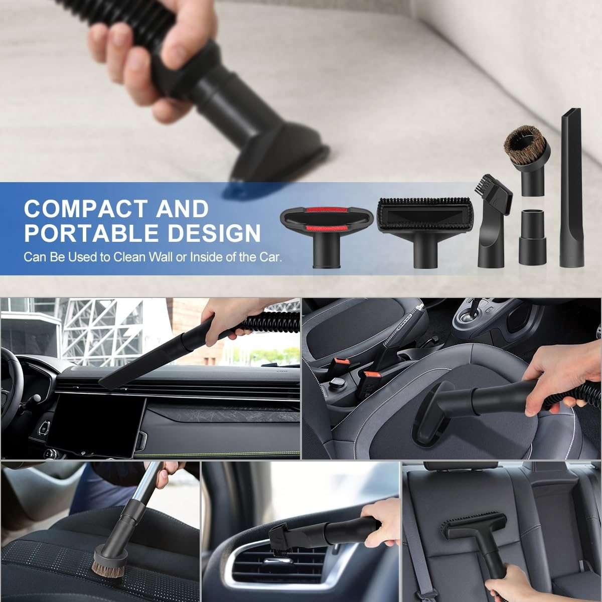 6 In 1 Universal Vacuum Attachments 32mm Nozzle Adapter Accessories Cleaning Kit