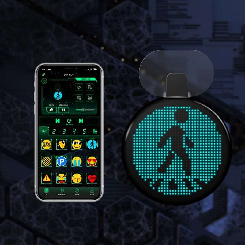 HI.GROOM Car LED Customized Pixel Emoticon Lights Bluetooth Remote Control Interactive AI Screen,