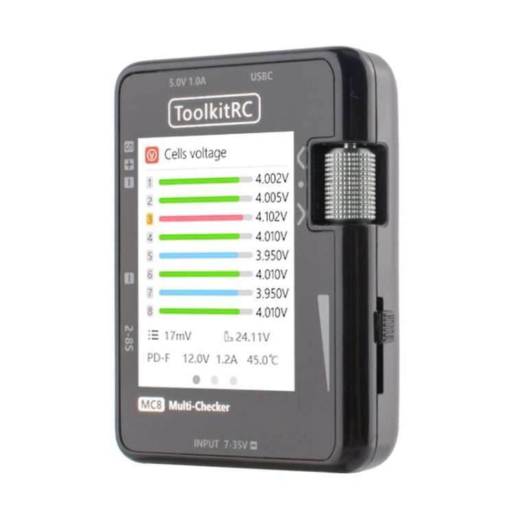 ToolkitRC MC8 Multifunctional Electrical Display Power Detection Signal PD Charger(Black)
