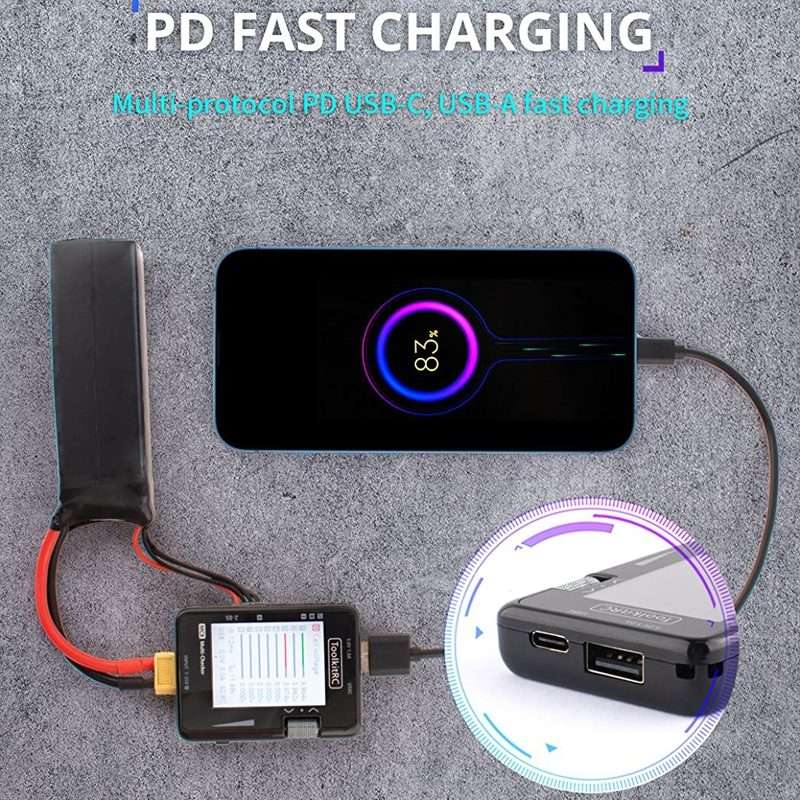 ToolkitRC MC8 Multifunctional Electrical Display Power Detection Signal PD Charger(Black)
