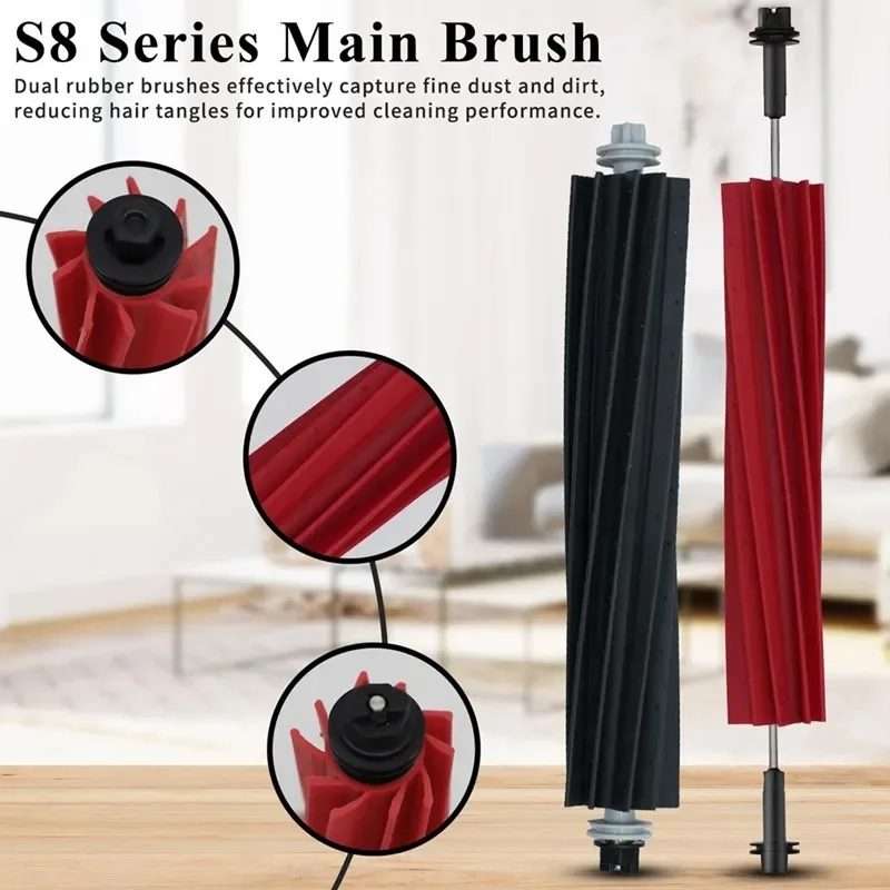For Roborock G20 / S8 Plus / S8 / S8 Pro Vacuum Cleaner Accessories 1pair Rubber Brush