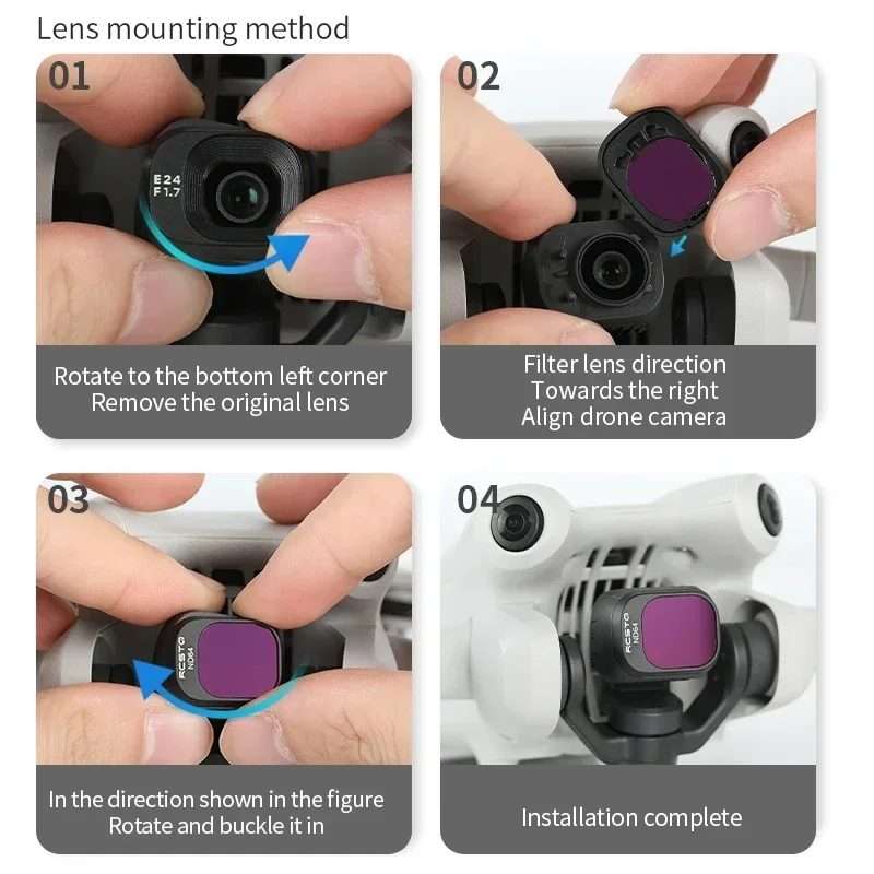 For DJI Mini 4 Pro RCSTQ Filter HD Protective Mirror Drone Accessories, Style: ND-PL8