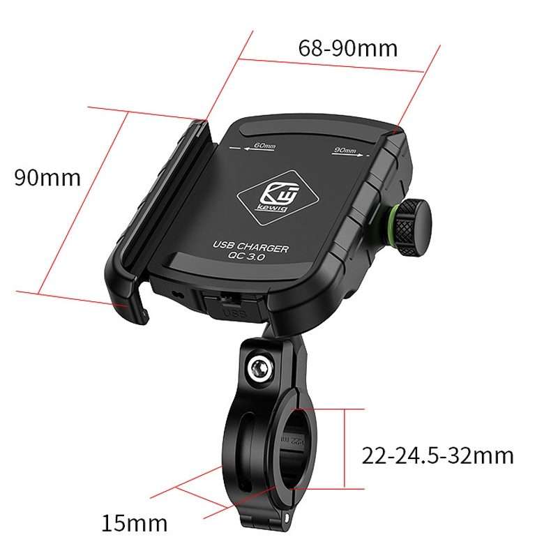 Kewig M8S Bicycle Aluminum Navigation Mount Outdoor Cycling Cell Phone Holder(Silver)