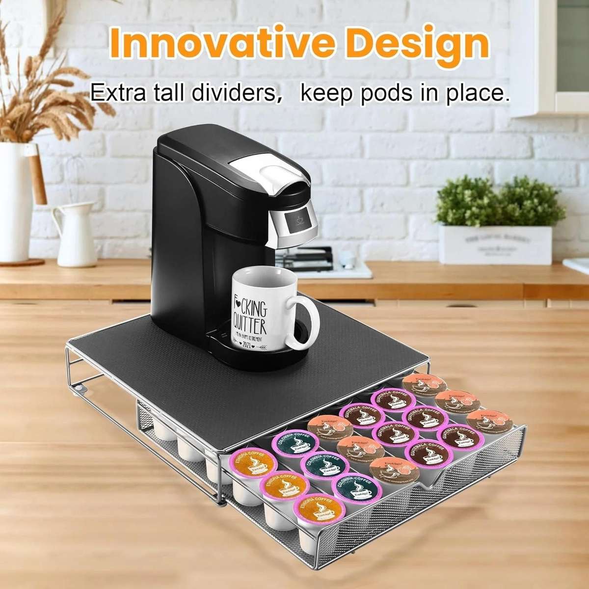 For K-CUP / Dolce Gusto OASISWJ 36pcs Coffee Capsules Organizer Coffee Machine Base(Gray)