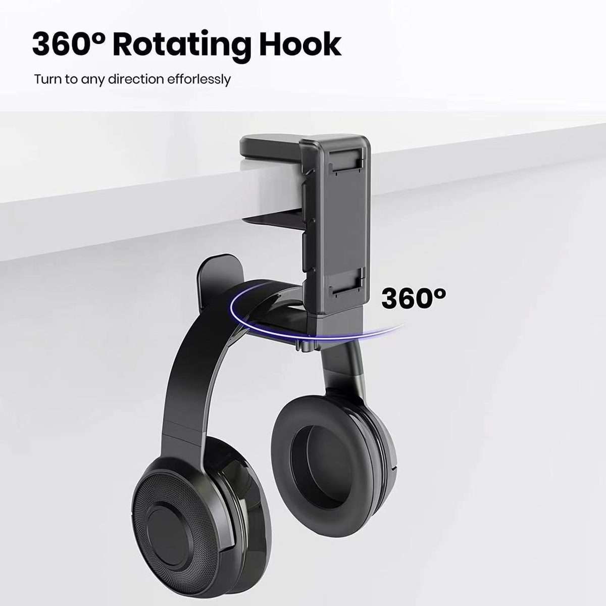 360 Degree Rotation Headset Bracket With Game Handle Organizer(Black)