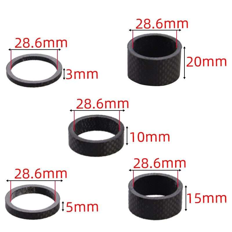5pcs /Set Bicycle Carbon Fiber Gasket Fork Bowl Set Handlebar Pad 3/5/10/15/20mm
