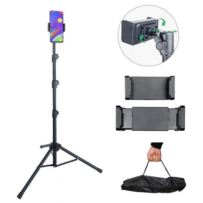 1.6m Adjustable Tablet Stand Floor-Standing Retractable Mobile Phone Tripod ... (With Cloth Bag)