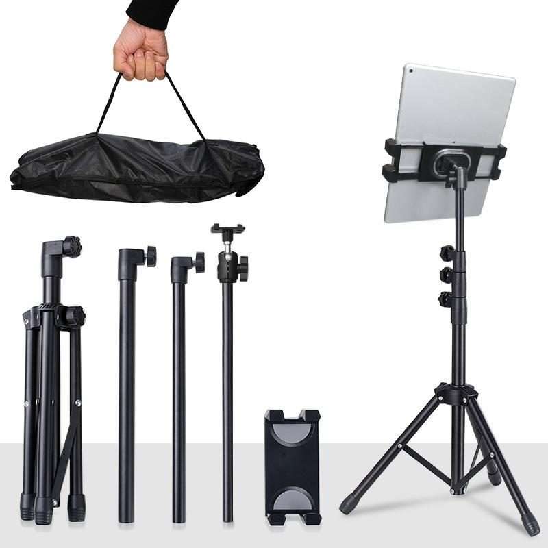 1.6m Adjustable Tablet Stand Floor-Standing Retractable Mobile Phone Tripod ... (With Cloth Bag)